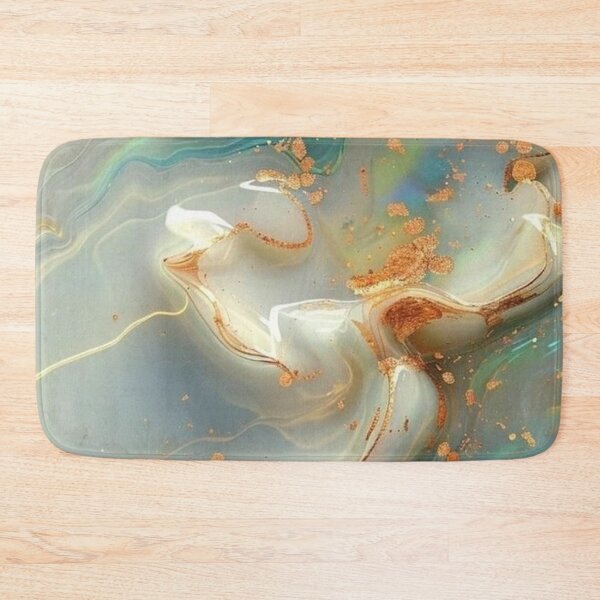 Item preview, Teal Marble Alcohol Ink Abstract Gold Glitter Waves designed and sold by LYAN-STORE.