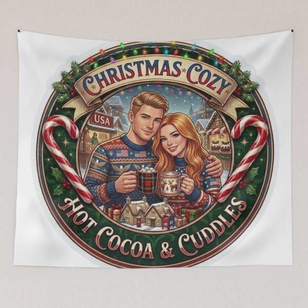 Item preview, Christmas Cozy Hot Cocoa and Cuddles - Cute Christmas Couple / Christmas Presents / Christmas Cards Mugs designed and sold by TeenLake.