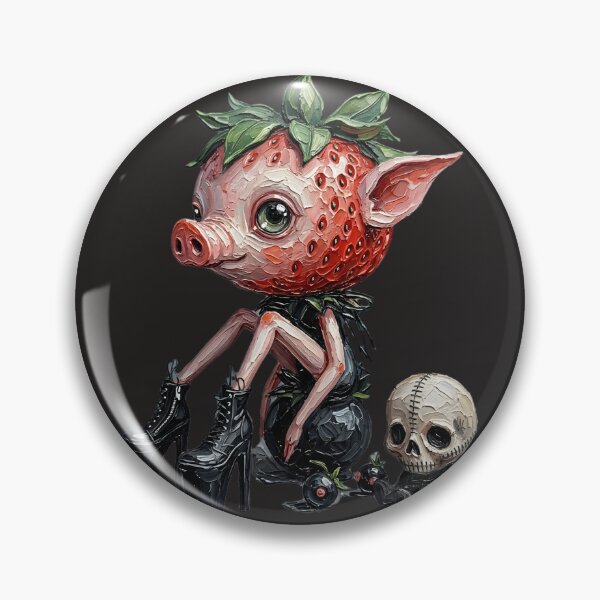 Item preview, Creepy Cute Gothic Strawberry Pig with Skull designed and sold by LujziWorld.