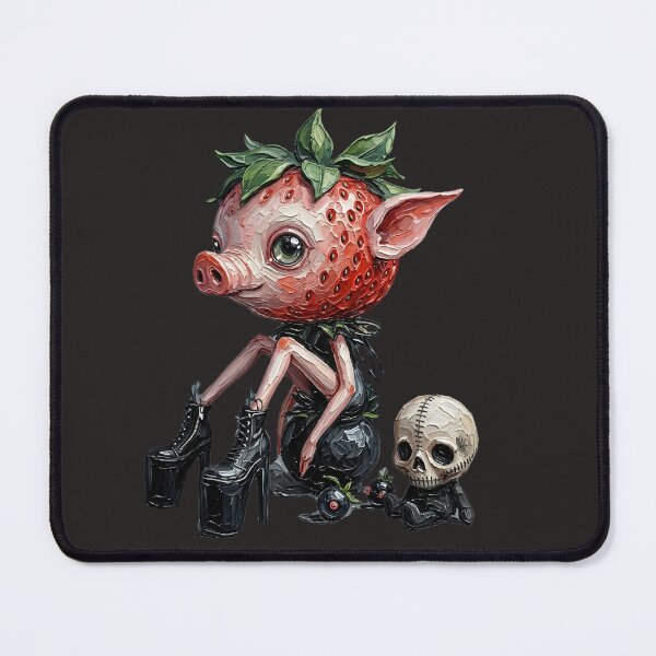 Item preview, Creepy Cute Gothic Strawberry Pig with Skull designed and sold by LujziWorld.