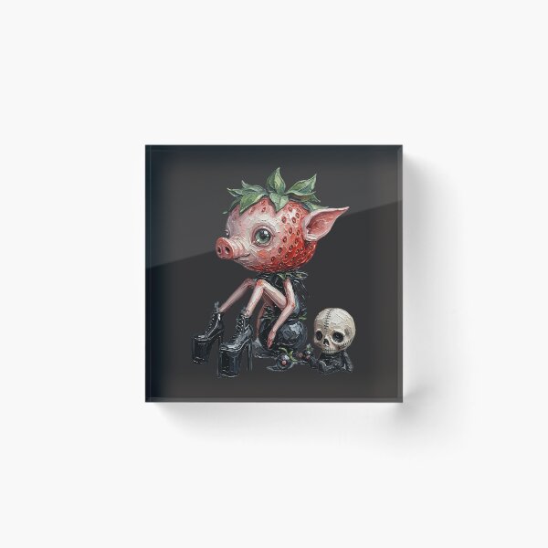 Item preview, Creepy Cute Gothic Strawberry Pig with Skull designed and sold by LujziWorld.