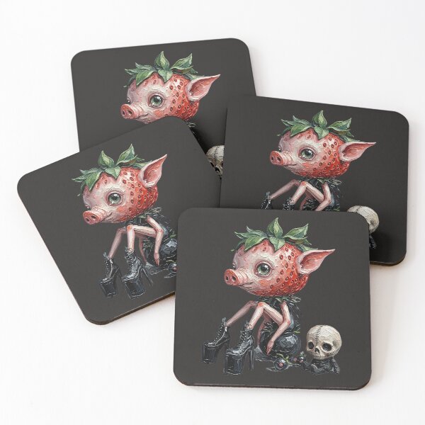 Item preview, Creepy Cute Gothic Strawberry Pig with Skull designed and sold by LujziWorld.