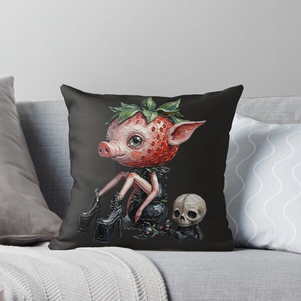 Item preview, Creepy Cute Gothic Strawberry Pig with Skull designed and sold by LujziWorld.