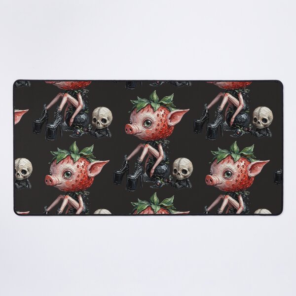 Item preview, Creepy Cute Gothic Strawberry Pig with Skull designed and sold by LujziWorld.