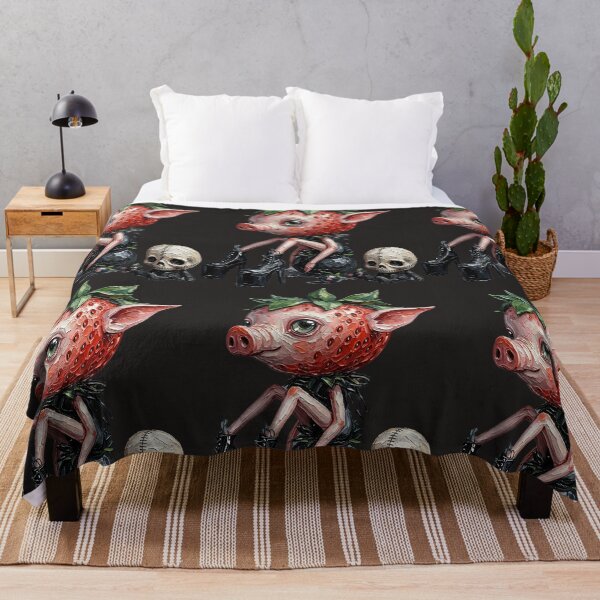Item preview, Creepy Cute Gothic Strawberry Pig with Skull designed and sold by LujziWorld.