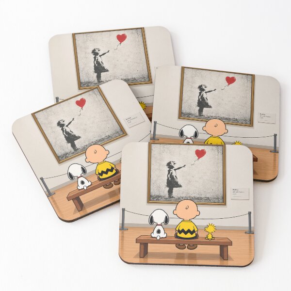 Item preview, Snoopy, Charlie Brown, Woodstock, and Bansky's "Girl with a Balloon" designed and sold by sid1802.