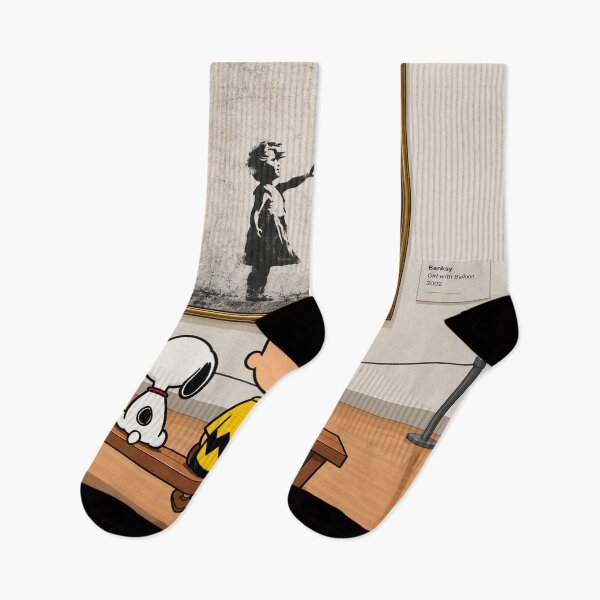 Item preview, Snoopy, Charlie Brown, Woodstock, and Bansky's "Girl with a Balloon" designed and sold by sid1802.