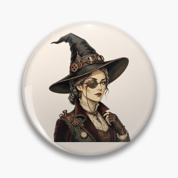 Artikelvorschau, Steampunk-Hexe – Viktorianische Frau mit Schutzbrille und Hexenhut entworfen und verkauft von SweetLilith.