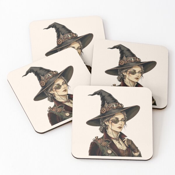 Item preview, Steampunk Witch – Victorian Woman with Goggles and Witch Hat designed and sold by SweetLilith.
