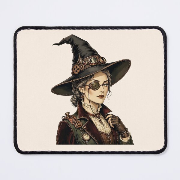Item preview, Steampunk Witch – Victorian Woman with Goggles and Witch Hat designed and sold by SweetLilith.