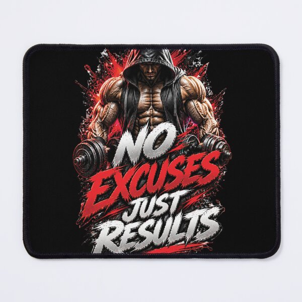 Item preview, No Excuses Just Results | Bodybuilding Gym Motivation Design designed and sold by M. Mamdouh Artworks.