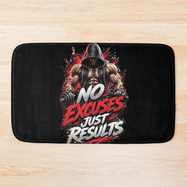 Item preview, No Excuses Just Results | Bodybuilding Gym Motivation Design designed and sold by M. Mamdouh Artworks.