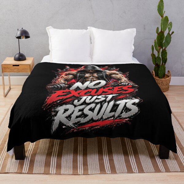 Item preview, No Excuses Just Results | Bodybuilding Gym Motivation Design designed and sold by M. Mamdouh Artworks.