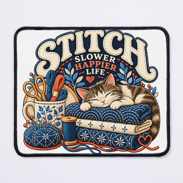 Item preview, Stitch Slower Happier Life designed and sold by MysticCanvasAi.