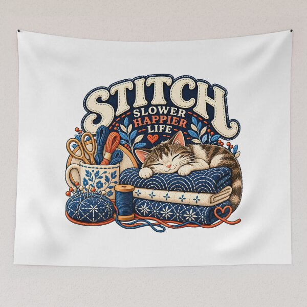 Item preview, Stitch Slower Happier Life designed and sold by MysticCanvasAi.