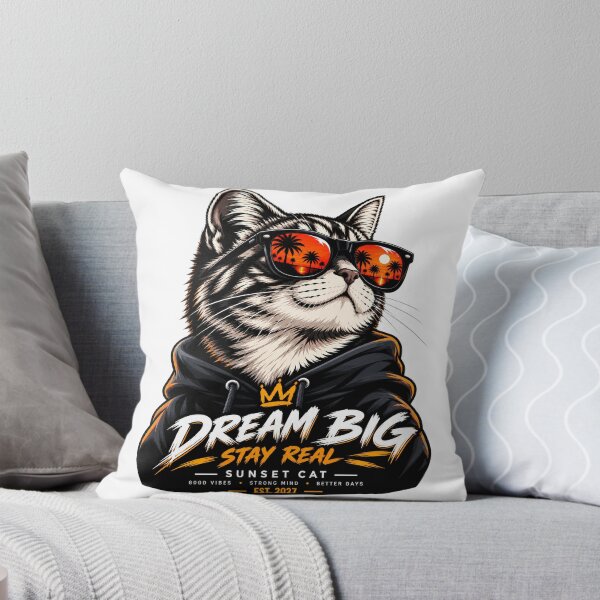 Item preview, Dream Big, Stay Real – Sunset Cat designed and sold by Weze2007.