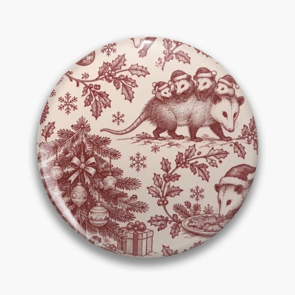 Item preview, Opossum Christmas Toile Seamless Pattern | Funny Possum Holiday Toile de Jouy designed and sold by StickyGuys.