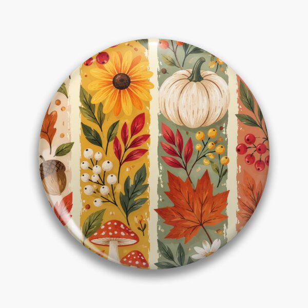 Item preview, Autumn Harvest Folk Art, Pumpkins, Mushrooms And Fall Florals designed and sold by TinyBirdyDesigns.