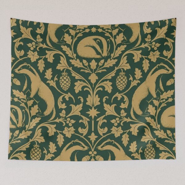 Item preview, Badger Christmas Damask Seamless Pattern | Woodland Badger Holiday Wallpaper designed and sold by StickyGuys.