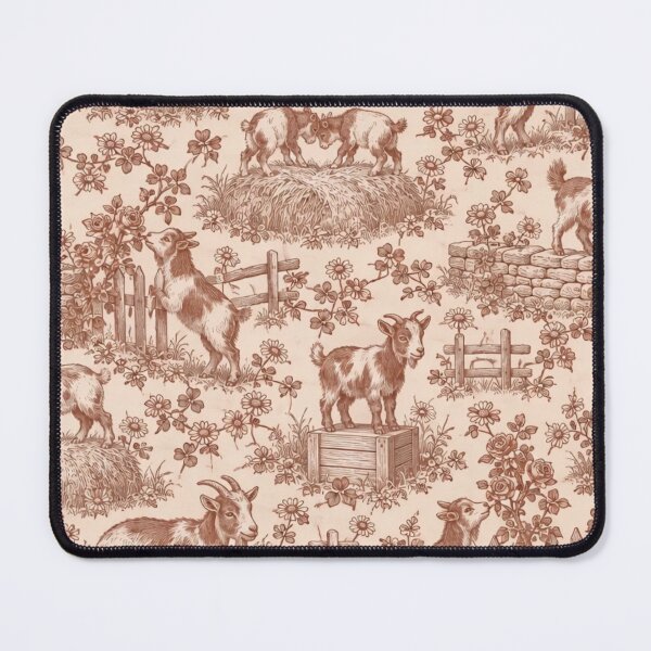 Item preview, Pygmy Goats Toile Seamless Pattern | Cute Baby Goat Farmhouse Toile de Jouy designed and sold by StickyGuys.