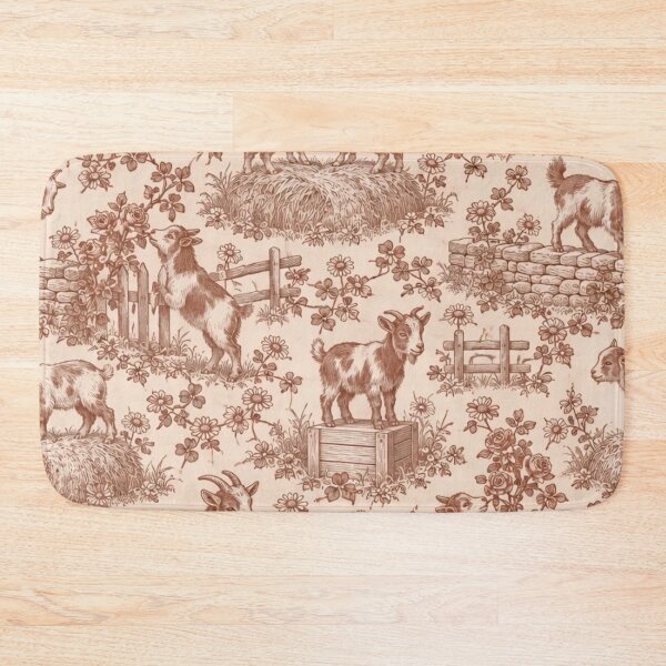 Item preview, Pygmy Goats Toile Seamless Pattern | Cute Baby Goat Farmhouse Toile de Jouy designed and sold by StickyGuys.