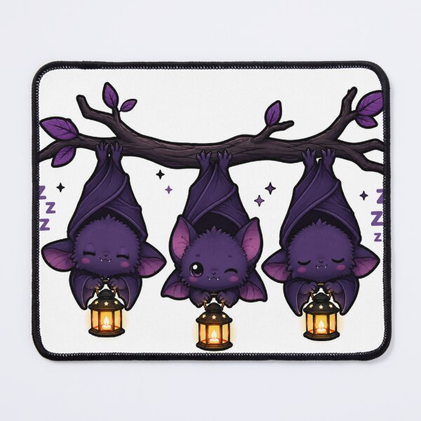 Item preview, Bat Gift - Cute Sleepy Bats With Lanterns designed and sold by RedRubyBubble.