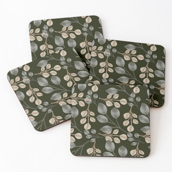 Item preview, Eucalyptus Leaves Dark Olive Green Seamless Pattern Art designed and sold by ​Jyoti Digital Artist.