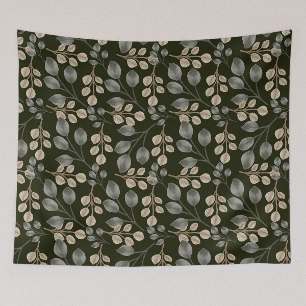 Item preview, Eucalyptus Leaves Dark Olive Green Seamless Pattern Art designed and sold by ​Jyoti Digital Artist.