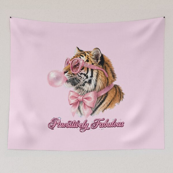 Item preview, Pawsitively Fabulous Pink Tiger - Cute Coquette Tiger designed and sold by Vibe-Vary.