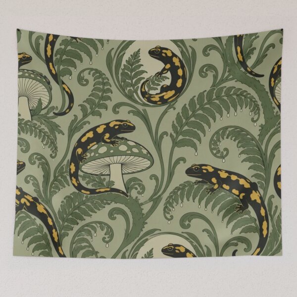 Item preview, Fire Salamander Art Nouveau Seamless Pattern | Woodland Amphibian Forest Repeat designed and sold by StickyGuys.
