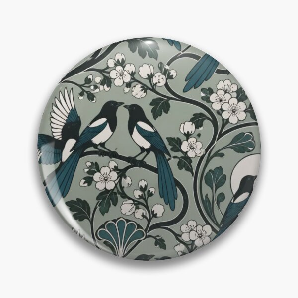 Item preview, Two Magpies Art Nouveau Seamless Pattern | Two for Joy Vintage Bird Repeat designed and sold by StickyGuys.