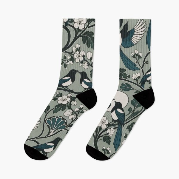 Item preview, Two Magpies Art Nouveau Seamless Pattern | Two for Joy Vintage Bird Repeat designed and sold by StickyGuys.