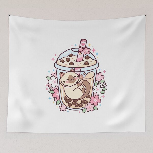 Item preview, Cute Kawaii Cat Sleeping in Boba Tea designed and sold by RoyalDeluxGo.