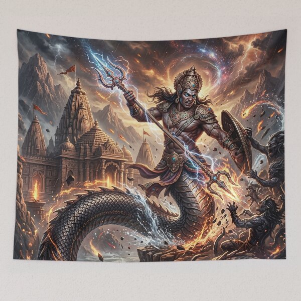Item preview, Naga Warrior - Indian Mythology Dark Art designed and sold by Lucid Dream Pixel.