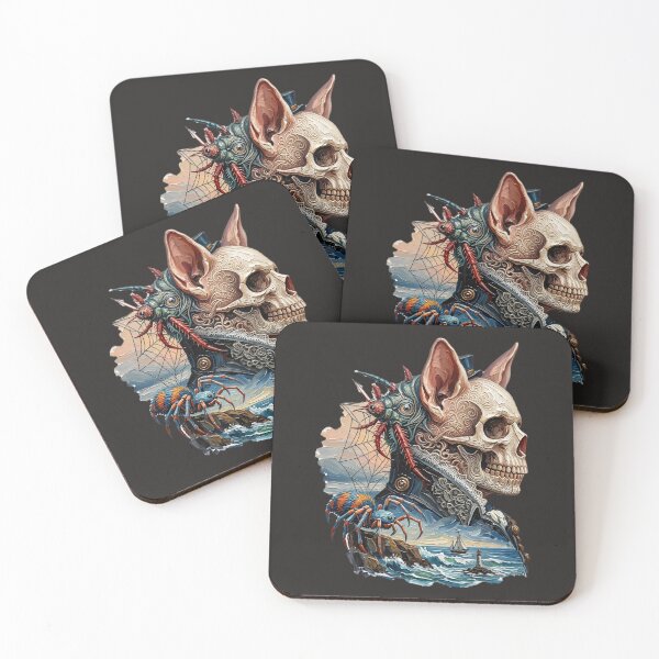 Item preview, Gothic Surrealist Skull Art - Lighthouse and Spider Sea Captain designed and sold by LujziWorld.