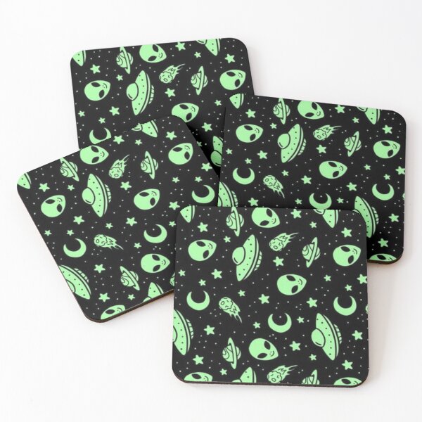 Item preview, Neon Green Alien Space Seamless Pattern – Glow UFO Moon Sci-Fi Design designed and sold by frantuliuss.