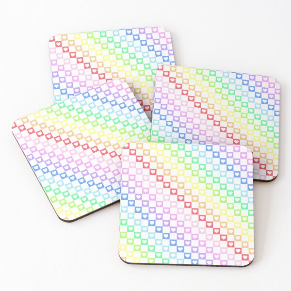 Item preview, Rainbow Check With White Hearts designed and sold by LittleLinenKitten.