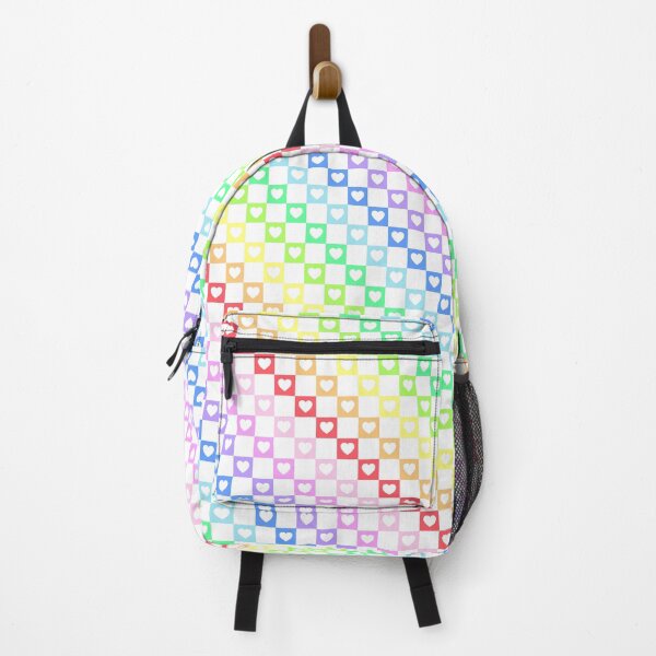 Item preview, Rainbow Check With White Hearts designed and sold by LittleLinenKitten.
