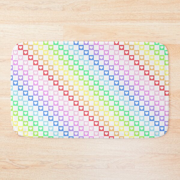 Item preview, Rainbow Check With White Hearts designed and sold by LittleLinenKitten.