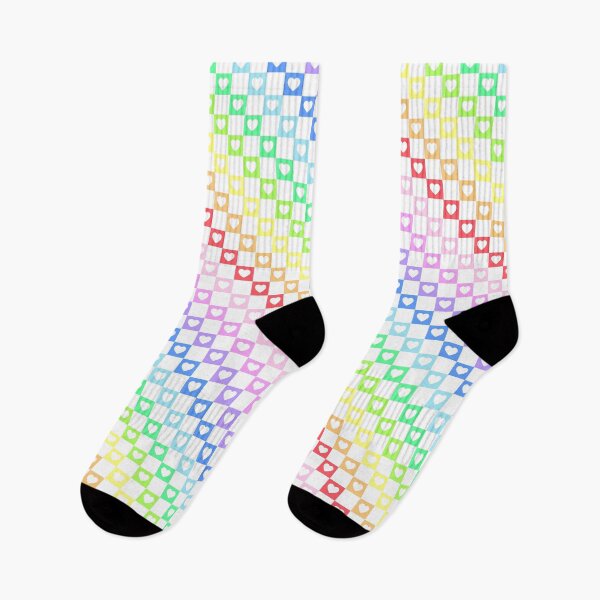 Item preview, Rainbow Check With White Hearts designed and sold by LittleLinenKitten.