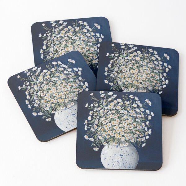 Item preview, White Daisy Bouquet on Dark Blue designed and sold by NatArtSA.