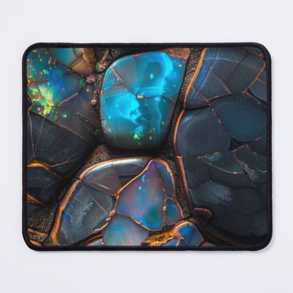 Item preview, Black Opal Kintsugi Gemstone Mosaic Gold Veins Abstract designed and sold by LYAN-STORE.