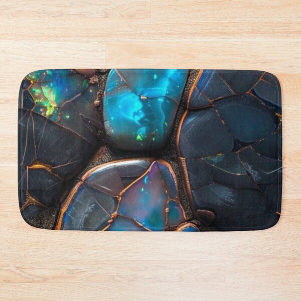 Item preview, Black Opal Kintsugi Gemstone Mosaic Gold Veins Abstract designed and sold by LYAN-STORE.