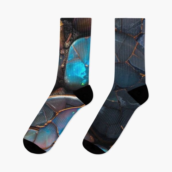 Item preview, Black Opal Kintsugi Gemstone Mosaic Gold Veins Abstract designed and sold by LYAN-STORE.
