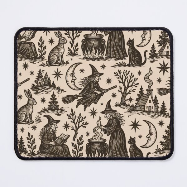 Item preview, Witch Woodcut Seamless Pattern | Medieval Witchcraft Pamphlet Art Repeat designed and sold by StickyGuys.