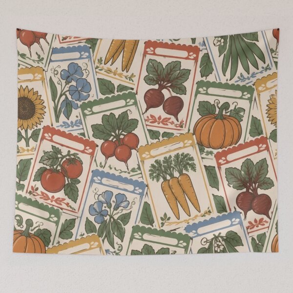 Item preview, Seed Packets Seamless Pattern | Vintage Garden Seed Packet Vegetable Repeat designed and sold by StickyGuys.