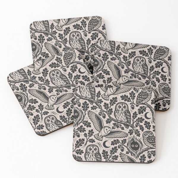 Item preview, Linocut Owl Seamless Pattern | Hand Carved Relief Print Woodland Owl Repeat designed and sold by StickyGuys.