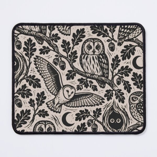 Item preview, Linocut Owl Seamless Pattern | Hand Carved Relief Print Woodland Owl Repeat designed and sold by StickyGuys.