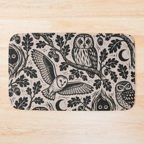 Item preview, Linocut Owl Seamless Pattern | Hand Carved Relief Print Woodland Owl Repeat designed and sold by StickyGuys.