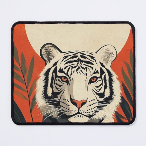 Item preview, Japanese Retro White Tiger Sun Jungle Botanical Vintage Poster designed and sold by LYAN-STORE.